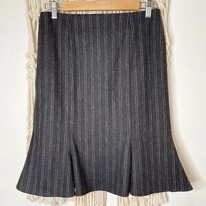 Gunex Trumpet Skirt US 4 Gray White Pinstripes Wool Blend Corpcore Minimalist